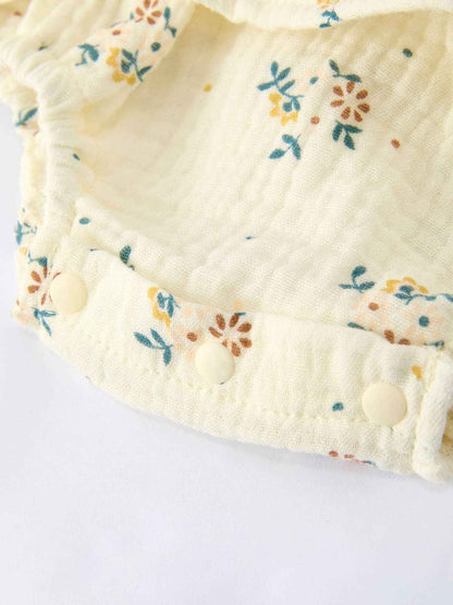 Spring Floral Smocked Ruffle Romper and Hat Set: 18M