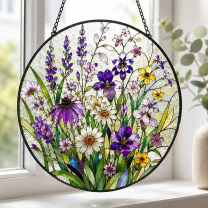 Wildflower Suncatcher, Stained Glass Style Window Hanging