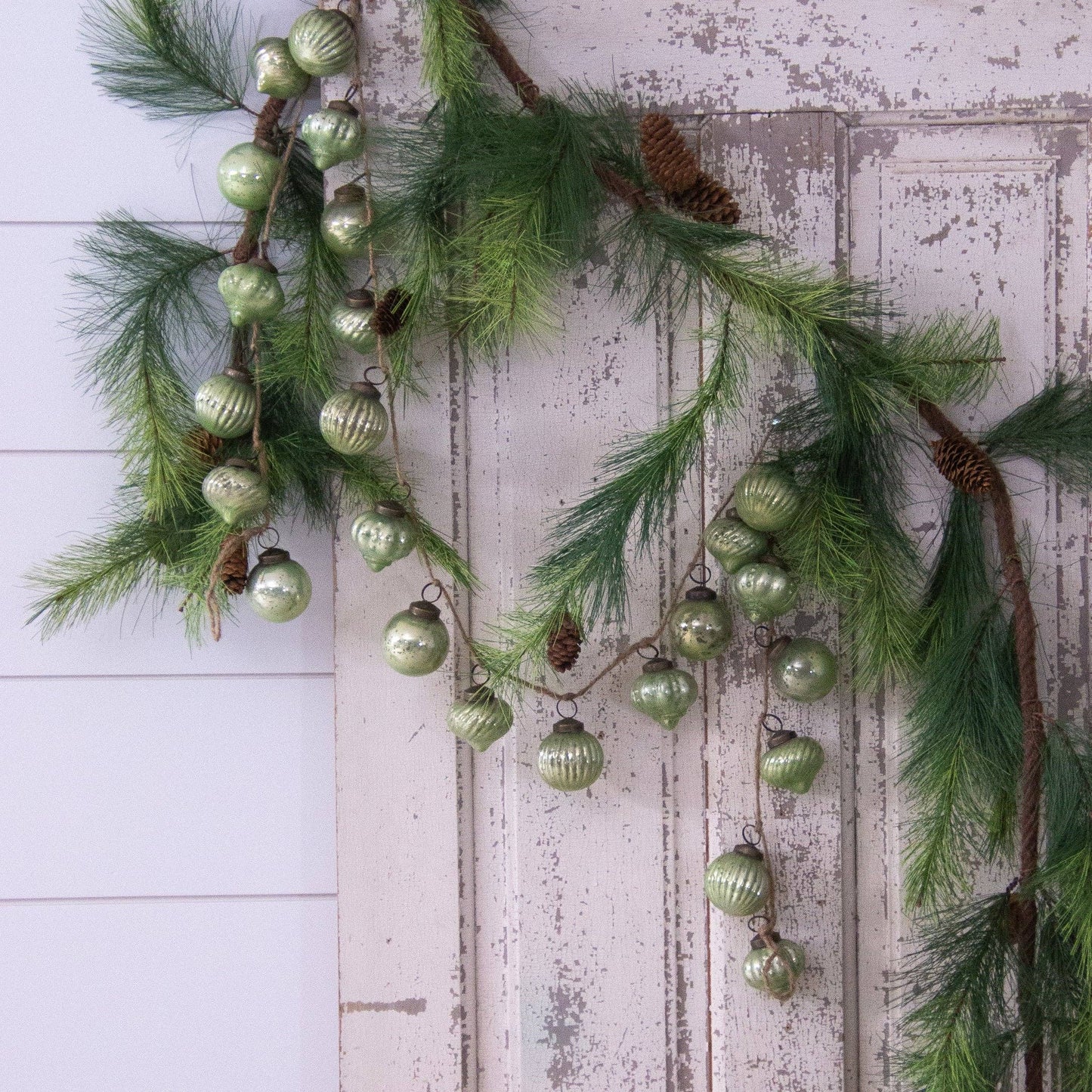 Garland with Green Mercury Glass