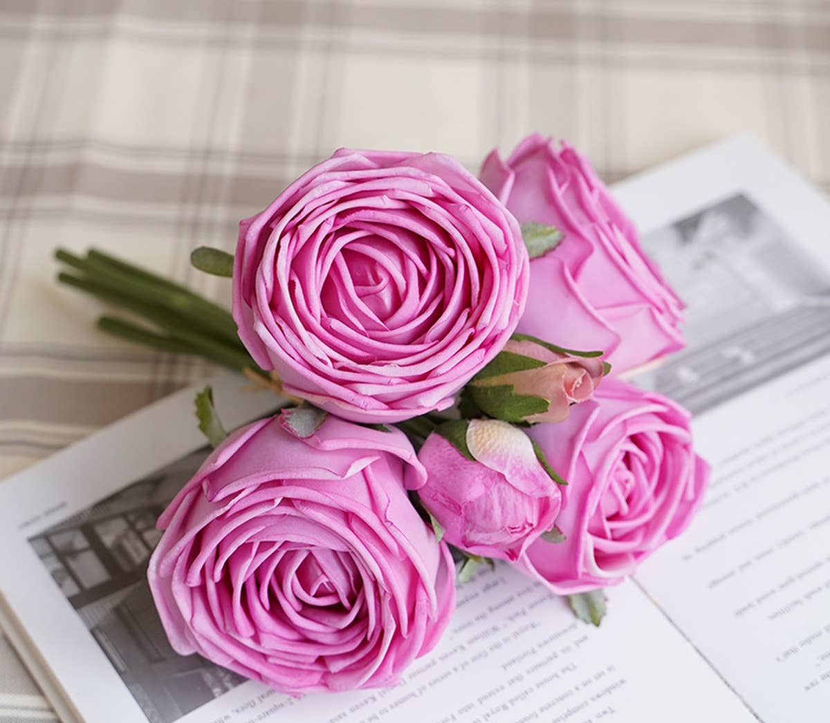 6-stem bundle-Real Touch Rose Bouquet