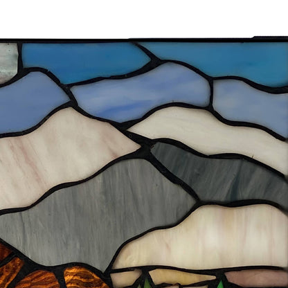 18.25" Moose Mountainscape Stained Glass Window Panel