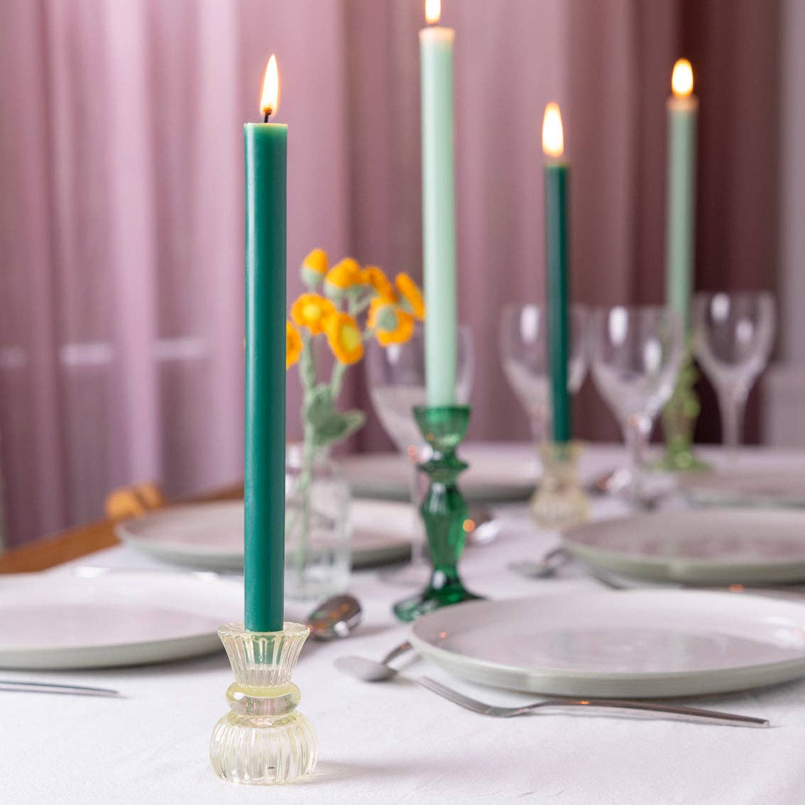 Green Dinner Candles