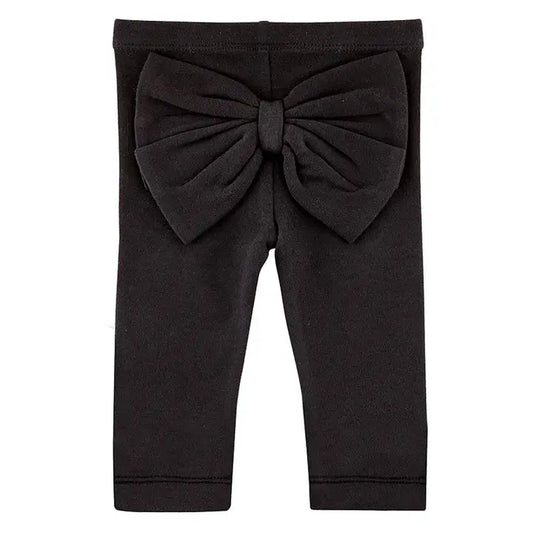 Black Bow Leggings- Black 0-6 Mo