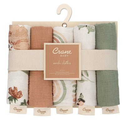 Crane Baby - Parker 5-pc. Baby Wash Cloth Set (Pink Floral)