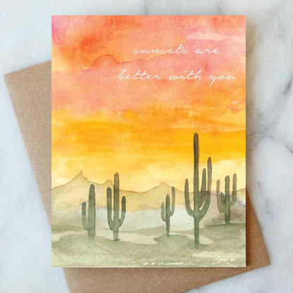 Tarjeta de felicitación "Los atardeceres son mejores contigo" | Amor y amistad