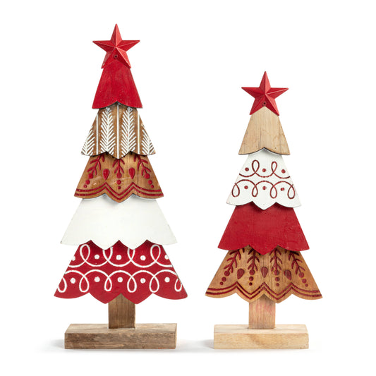 Wood Layered Trees - 2 Assorted