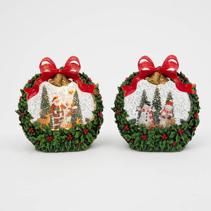 Lighted Spinning Water Globe w/ Holiday Scene