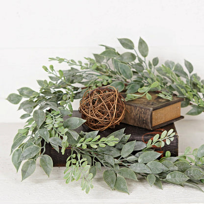4ft Garland-Flocked Ficus and Boxwood Leaves