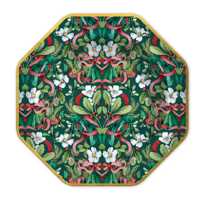 Red Ribbon Christmas Die-Cut Paper Luncheon Plate