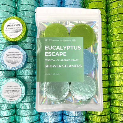 Relax Away Essentials - Eucalyptus Escape Shower Steamers 6 Pack - Made in USA