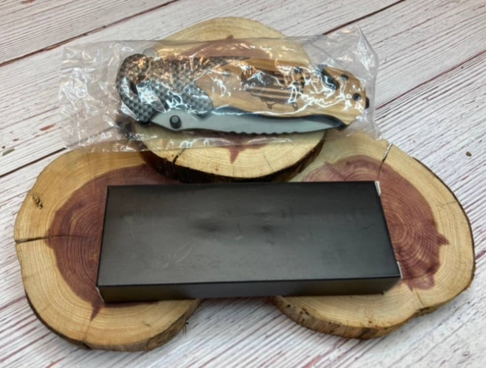 Firefighter/Red Line #1 Knife -Quail Tail Laser Art