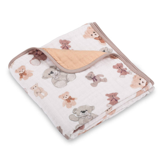 Bear Hugs Baby Toddler 100% Cotton Muslin Blanket 47"x47"