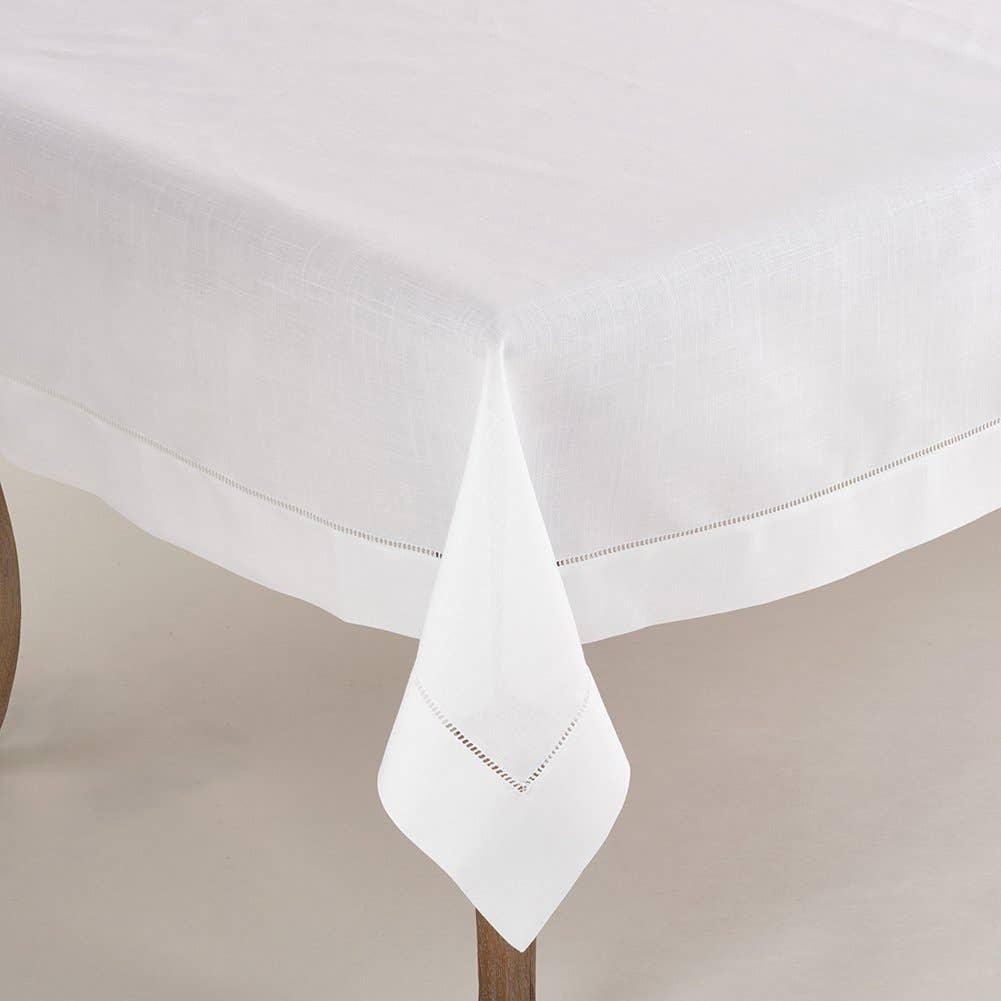 White Classic Hemstitched Tablecloth