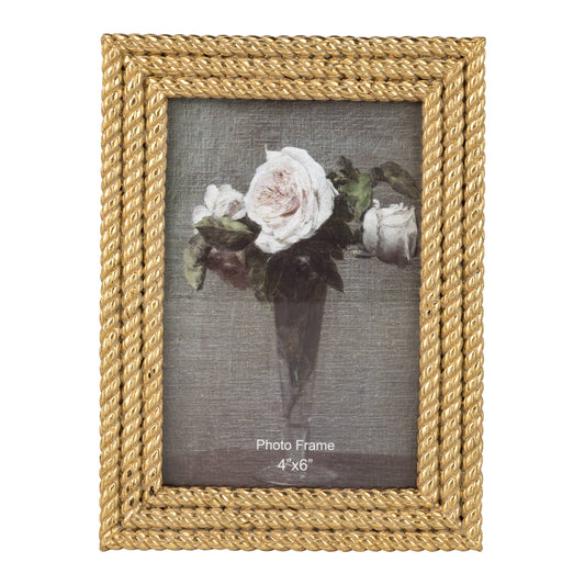 Rope pattern picture frame, gold finish