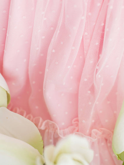 Baby Girls Baby Pink Dotted Tulle Dress & RuffleButt Set