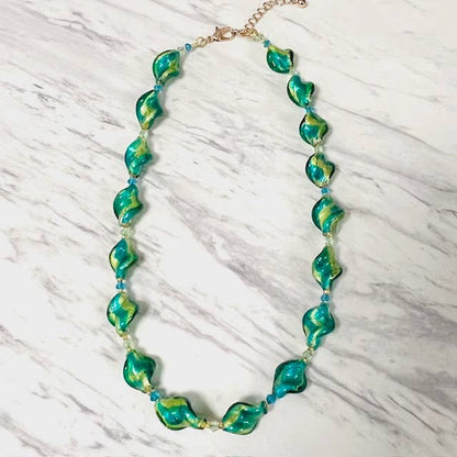 Anita K By Blushing Pink - Murano Twisted Glass With Crystal Necklace