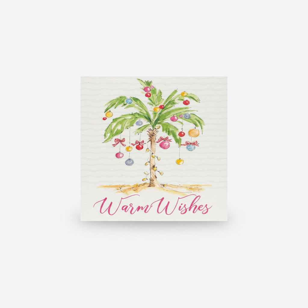 Tarjeta de palmera navideña pintada a mano