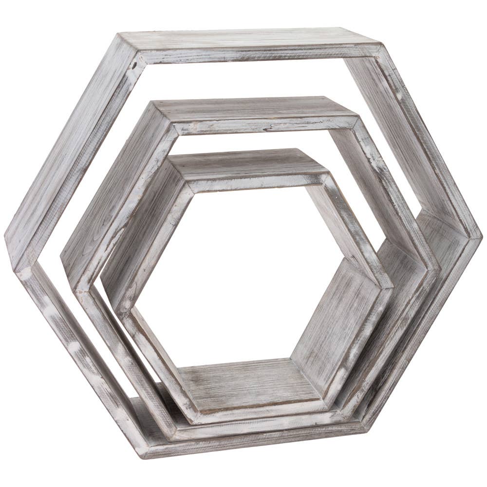 White Hexagon Nesting Shelves Set of 3