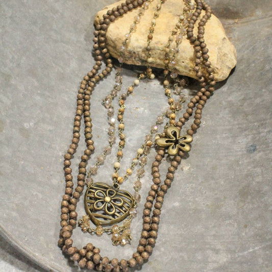 Shades Of All Natural Flower Layered Necklace