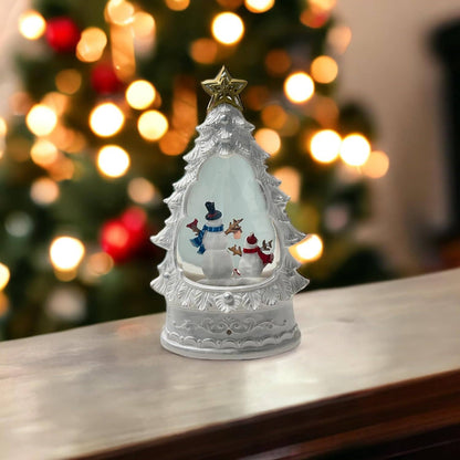 Christmas Water Lamp, Home Lighted Christmas Snow Globe, Christmas Lamp, Water Lamp Glittering with Christmas Music USB and Battery Operated Singing Lamp