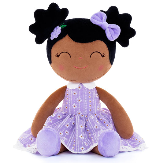 African American Plush Doll - Lilac Dress