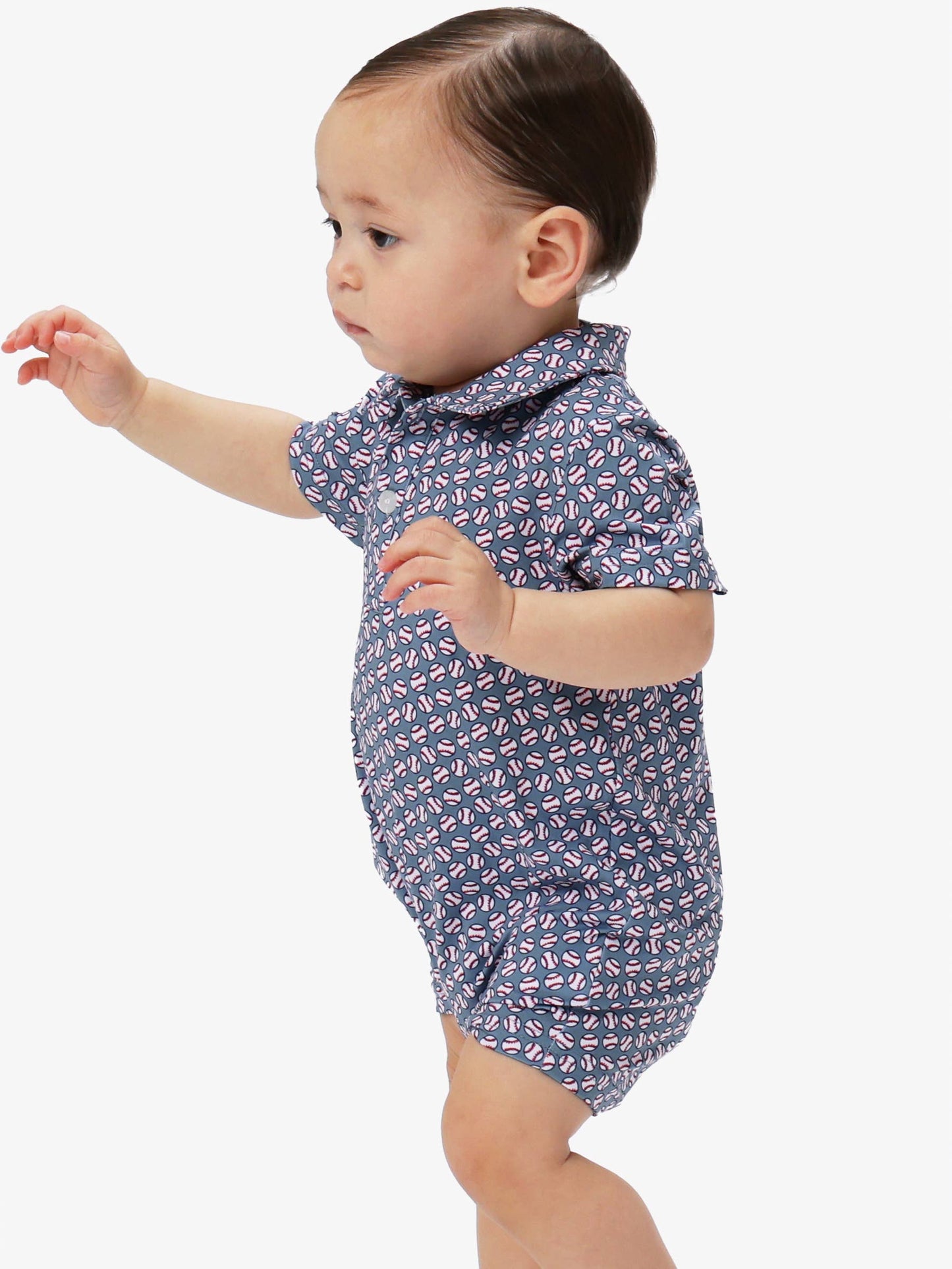Baby Boys Home Run Performance Polo Romper: Navy / 6-12m