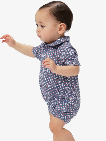 Baby Boys Home Run Performance Polo Romper: Navy / 6-12m
