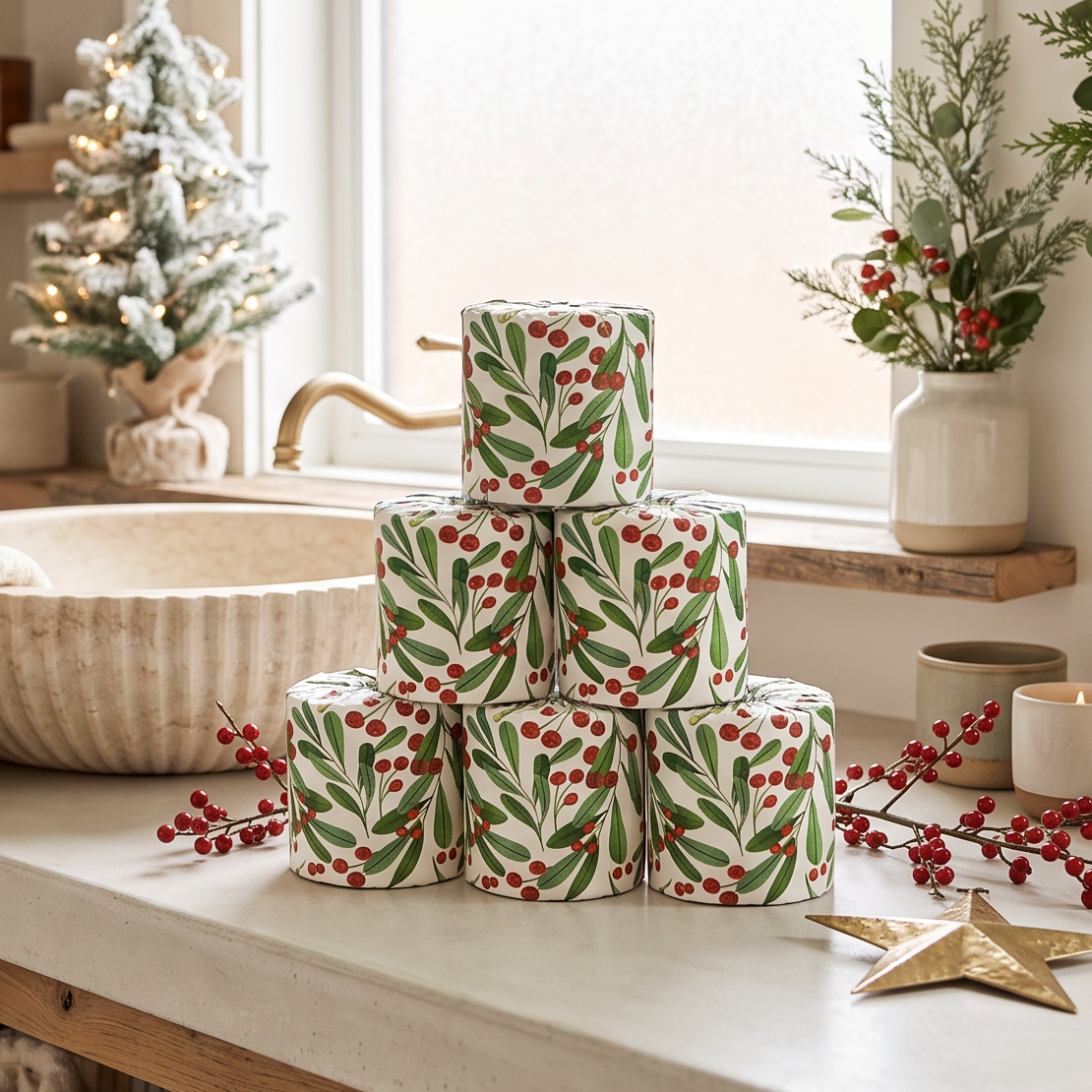 Stay Papier Holly Berry Bath Tissue - 4 Pack