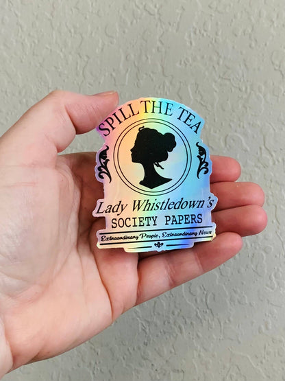 Oily Graphic Creations - Spill the Tea B&W- Bridgerton Stickers/Magnet