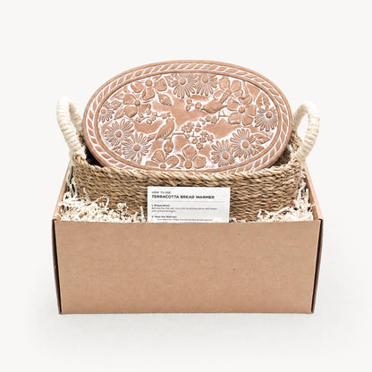 Handmade Bread Warmer & Wicker Basket - Garden Oval