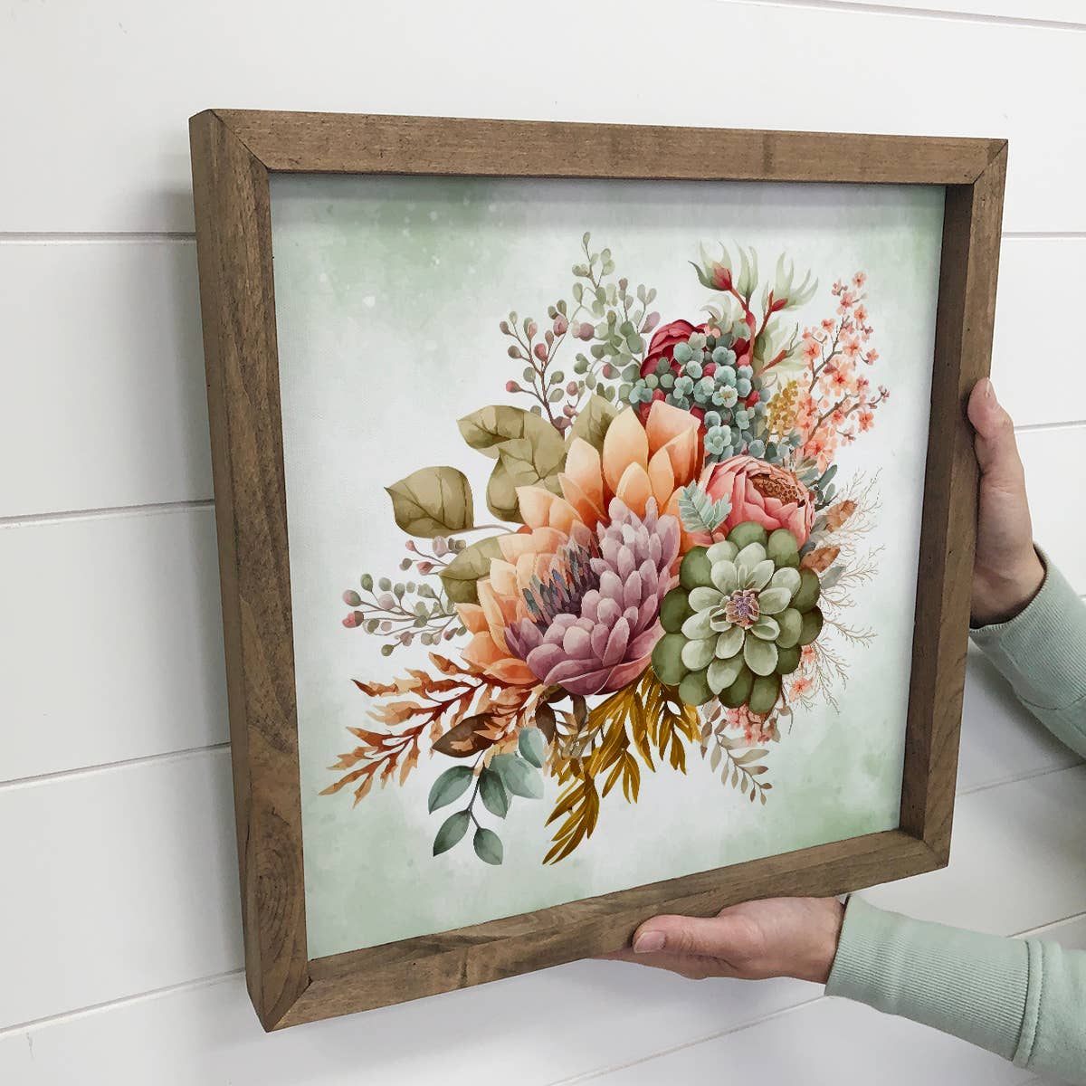Succulent Watercolor Bouquet - Beautiful Spring Flower Art