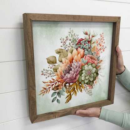 Succulent Watercolor Bouquet - Beautiful Spring Flower Art