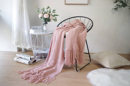 Rhombus Diamond Knit 50x60 Inch Throw Blanket