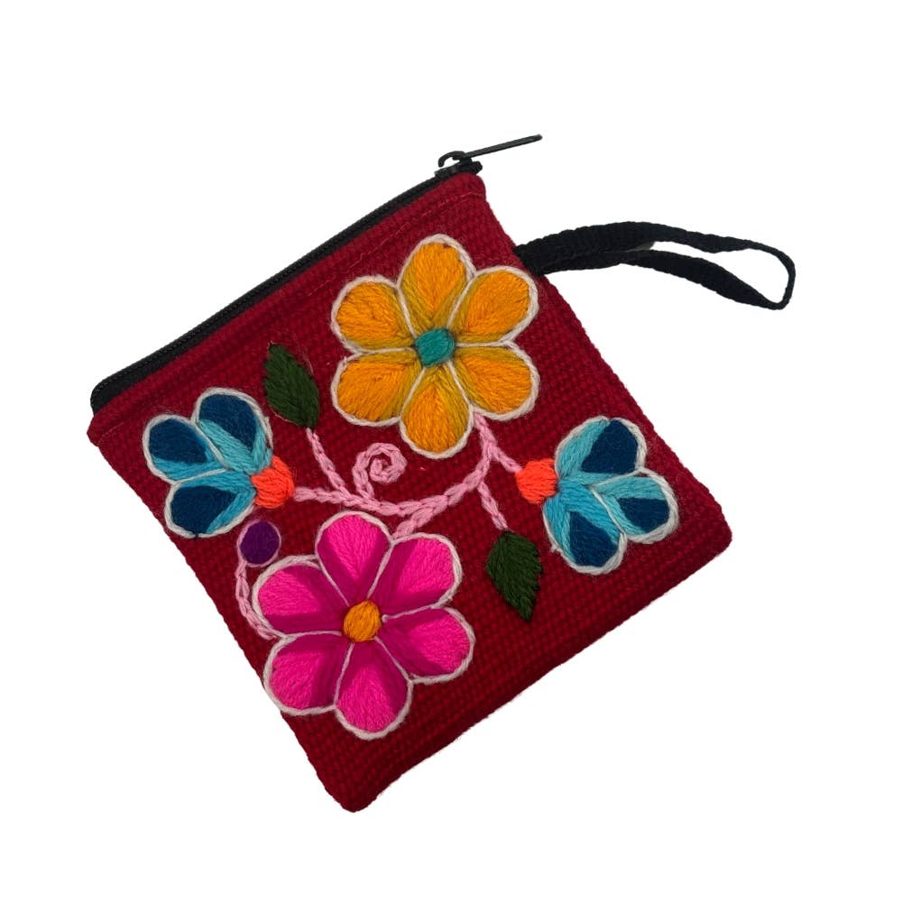 Peruvian Coin Purse - Embroidered Floral, Assorted