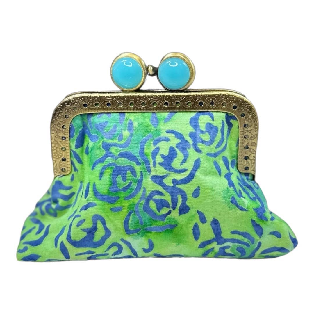 Kiki & Syds Mini Clutch Coin Purse - Blue Rose