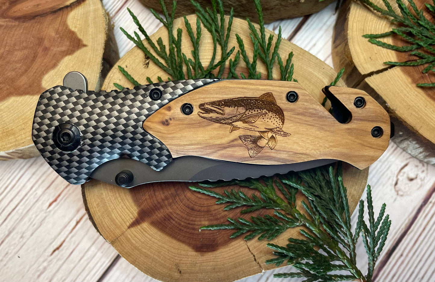 Trout Knife - Quail Tail Laser Art