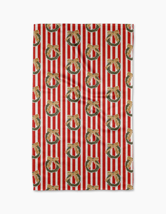 Geometry - Red Wreaths Tea Towel