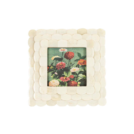 Emery 4x4 Photo Scallop Picture Frame White Bone