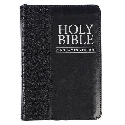 Christian Art Gifts - KJV Bible Compact Faux Leather, Black w/zipper