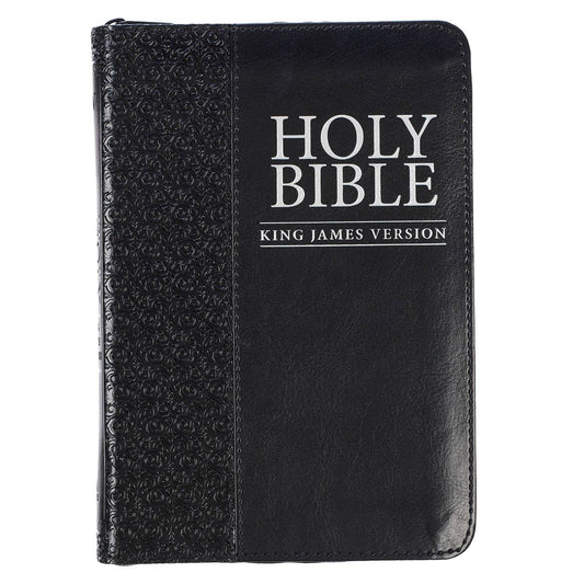 Christian Art Gifts - KJV Bible Compact Faux Leather, Black w/zipper