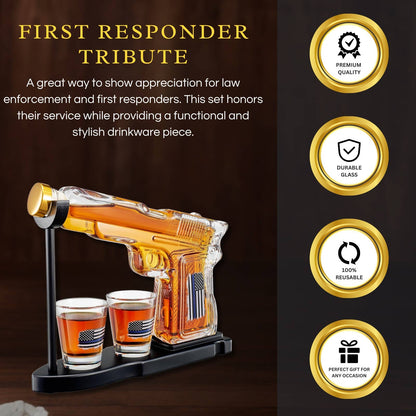 Police Flag Gifts for Men, Dad, Father Whiskey Decanter Set