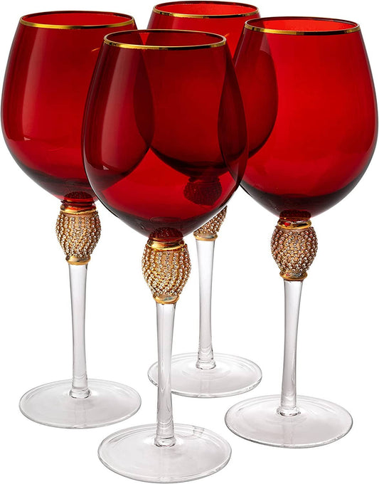 Copa de vino con tallo Red Diamond dorada de 14 oz