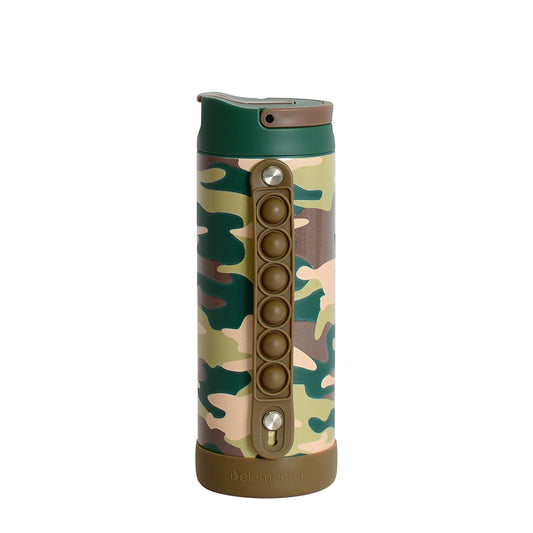 Fidget Strap Kids Stainless Bottle 14oz Green Camo