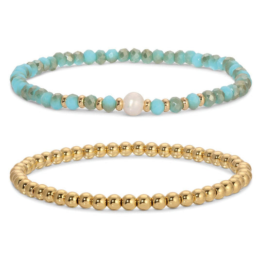 Beaded Duo Pearl Bracelet Set