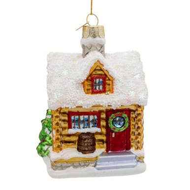 Noble Gems, Glass Log Cabin Ornament
