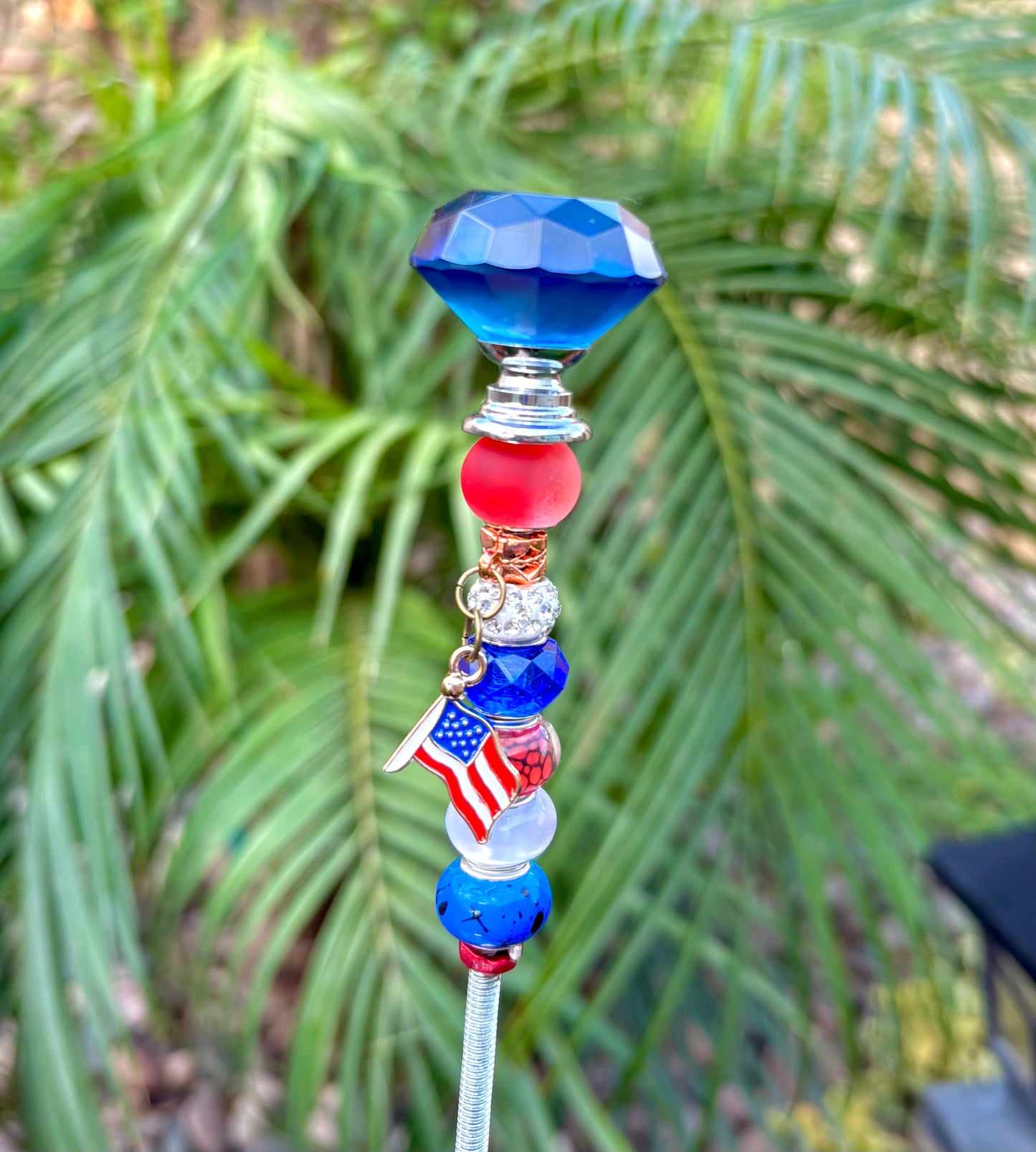 Red, White, Blue Patriotic Garden Stakes 7 inch