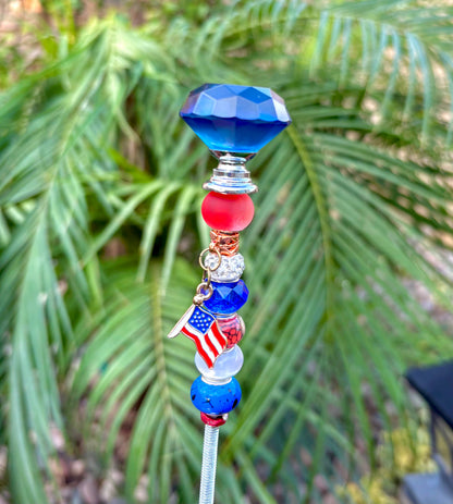 Red, White, Blue Patriotic Garden Stakes 7 inch