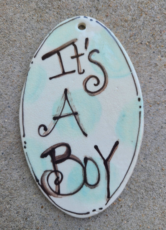 Oval Ornament (Blue Dots It's A Boy)