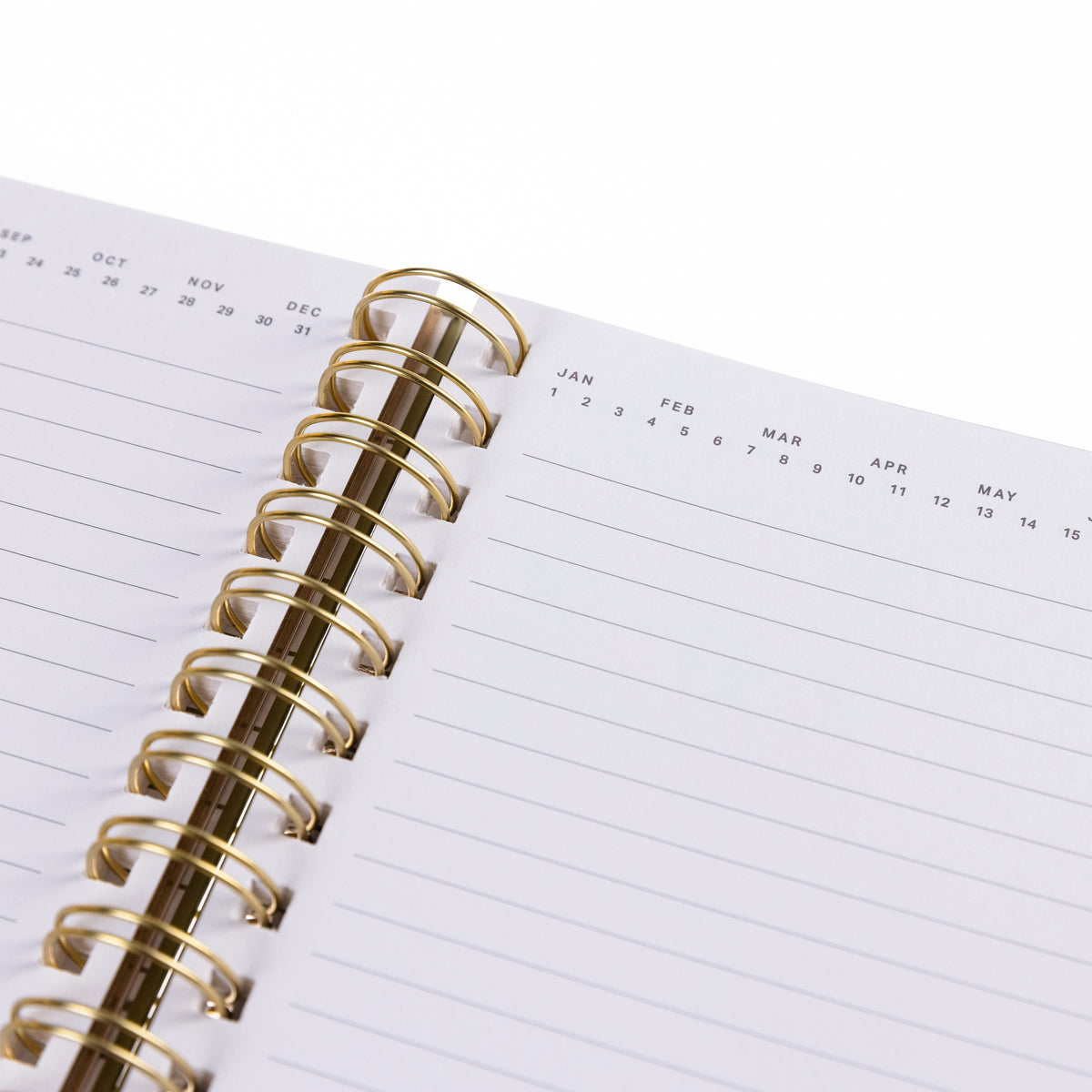 Green Spiral Desk Journal, An olive green spiral bound journal with Notes Notes Notes stamped in gold foil on the cover.