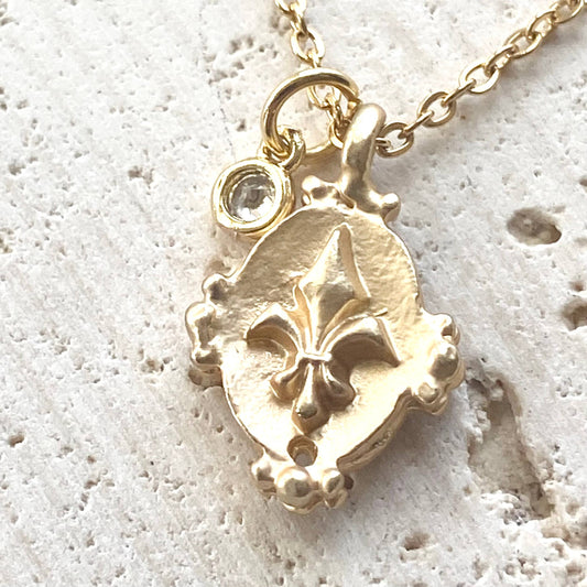 Fleur de lis dainty layering necklace gold